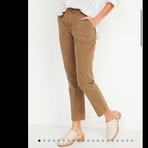 High-Waisted Straight Canvas Workwear Pants for Women